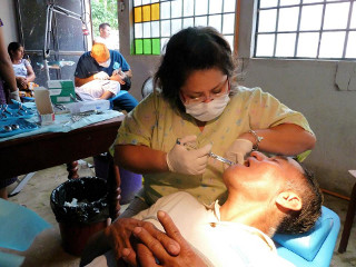 Drs Garby and Torres hard at work in the dental clinic